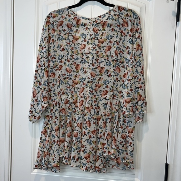 Very flowy boho hippie cottage core floral blouse 3/4 batwing sleeve size 1XL - Picture 7 of 11
